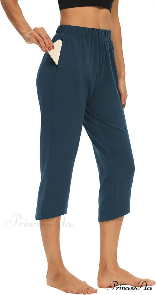 Loose Comfy Yoga Pants Workout Athletic Capri Pants