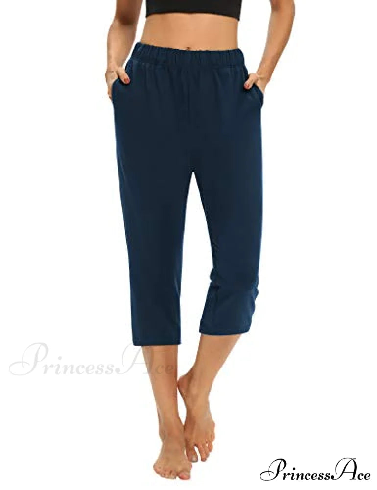 Loose Comfy Yoga Pants Workout Athletic Capri Pants