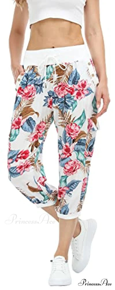 Loose Cropped Capris Cargo Joggers Pants Harem Sweatpants