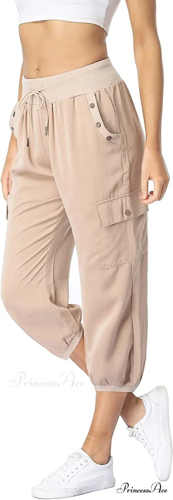 Loose Cropped Capris Cargo Joggers Pants Harem Sweatpants