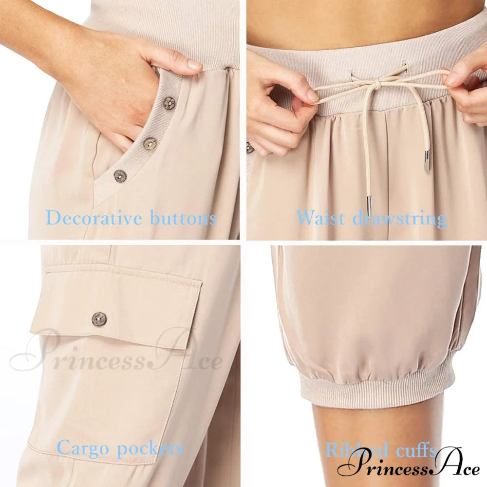 Loose Cropped Capris Cargo Joggers Pants Harem Sweatpants