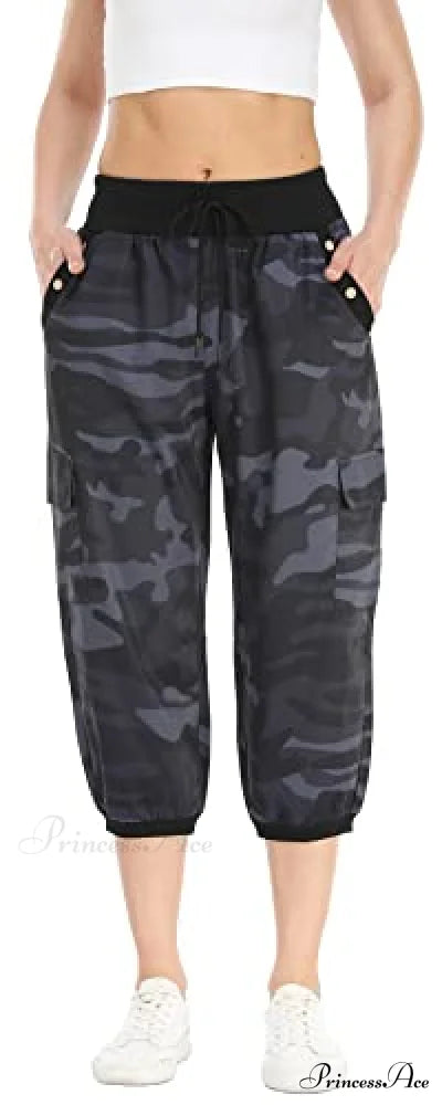 Loose Cropped Capris Cargo Joggers Pants Harem Sweatpants