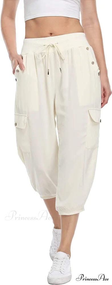 Loose Cropped Capris Cargo Joggers Pants Harem Sweatpants
