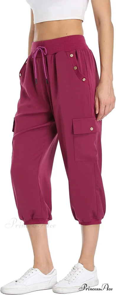 Loose Cropped Capris Cargo Joggers Pants Harem Sweatpants
