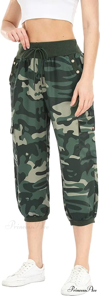 Loose Cropped Capris Cargo Joggers Pants Harem Sweatpants