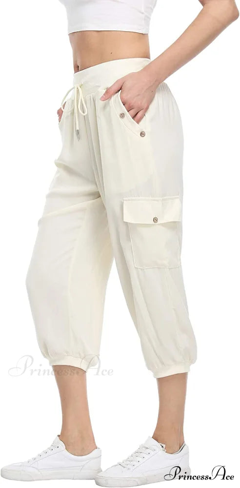Loose Cropped Capris Cargo Joggers Pants Harem Sweatpants