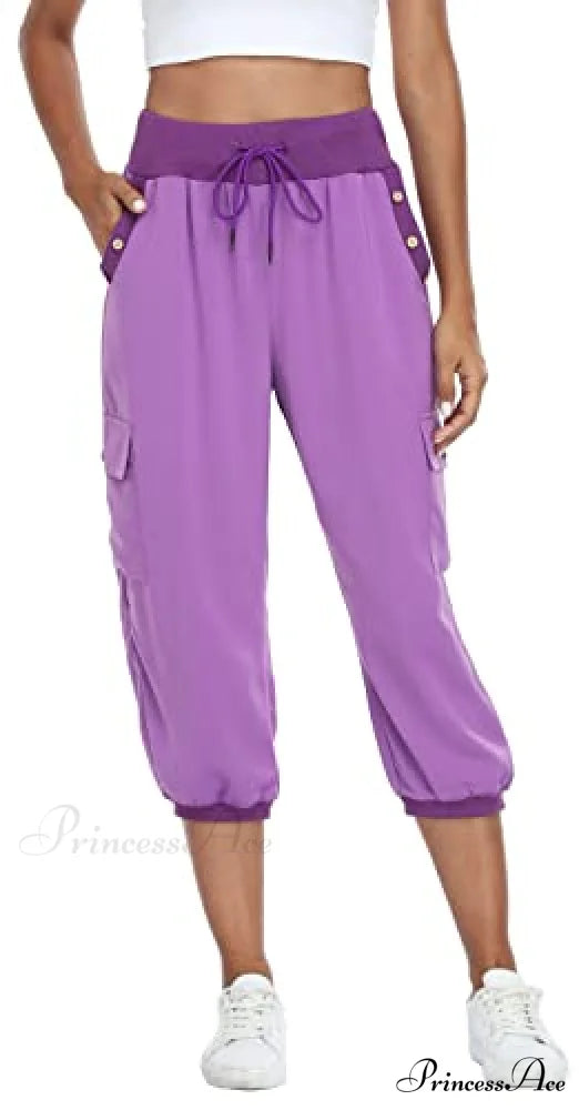 Loose Cropped Capris Cargo Joggers Pants Harem Sweatpants