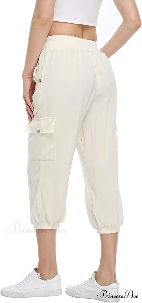 Loose Cropped Capris Cargo Joggers Pants Harem Sweatpants