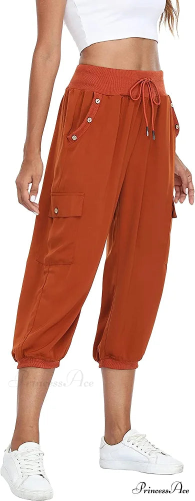 Loose Cropped Capris Cargo Joggers Pants Harem Sweatpants