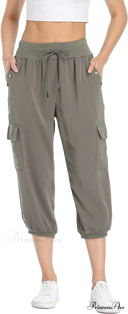 Loose Cropped Capris Cargo Joggers Pants Harem Sweatpants