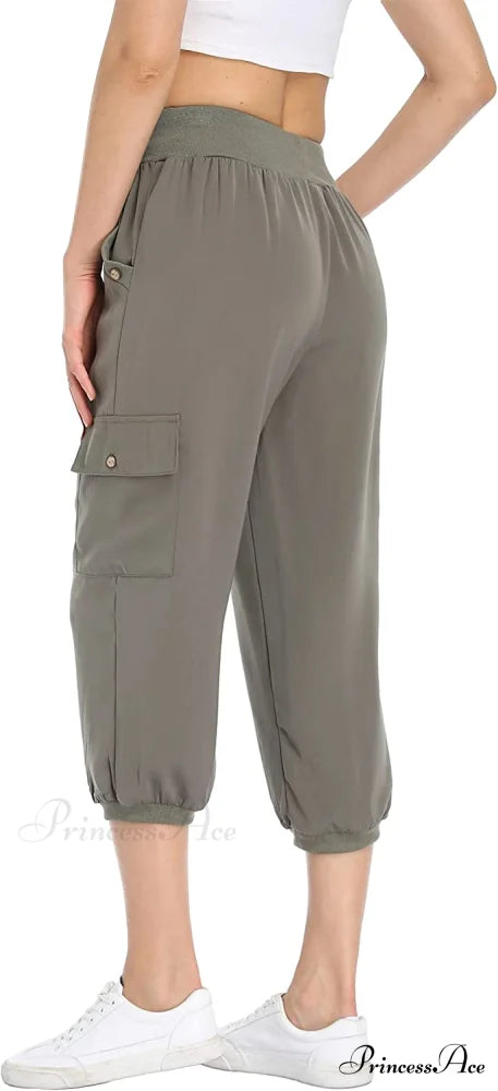 Loose Cropped Capris Cargo Joggers Pants Harem Sweatpants