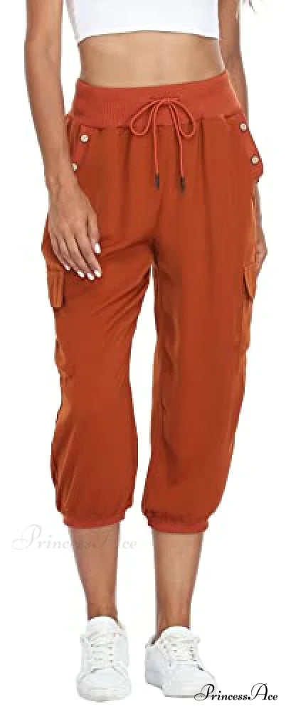 Loose Cropped Capris Cargo Joggers Pants Harem Sweatpants