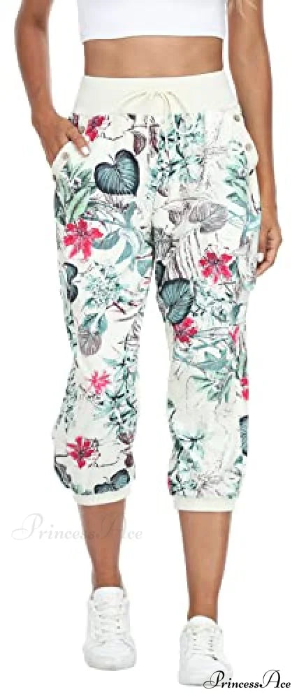 Loose Cropped Capris Cargo Joggers Pants Harem Sweatpants