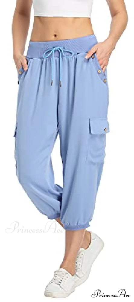 Loose Cropped Capris Cargo Joggers Pants Harem Sweatpants