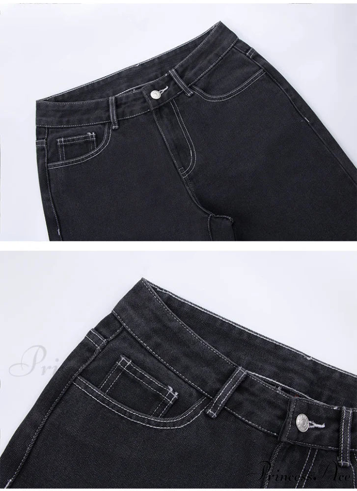 Loose Denim Low Vintage Mom 2024 Leg Baggy New Blue Y2k Waist Fashion Straight Trousers Jeans Women Washed Pants Jeans