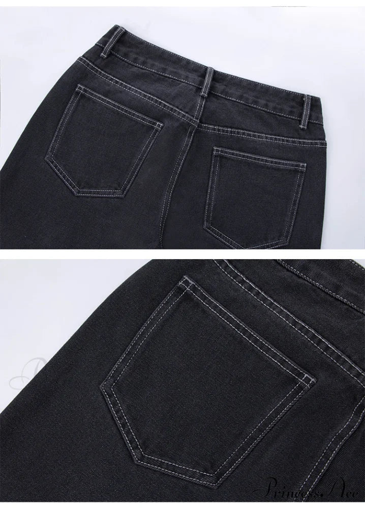 Loose Denim Low Vintage Mom 2024 Leg Baggy New Blue Y2k Waist Fashion Straight Trousers Jeans Women Washed Pants Jeans