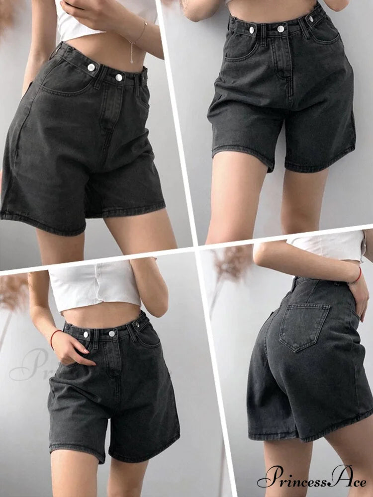 Loose Fit Streetwear Solid Color Straight Jeans
