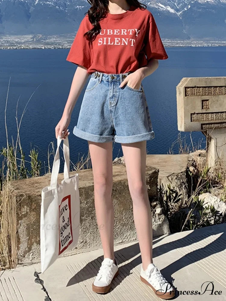 Loose Fit Streetwear Solid Color Straight Jeans