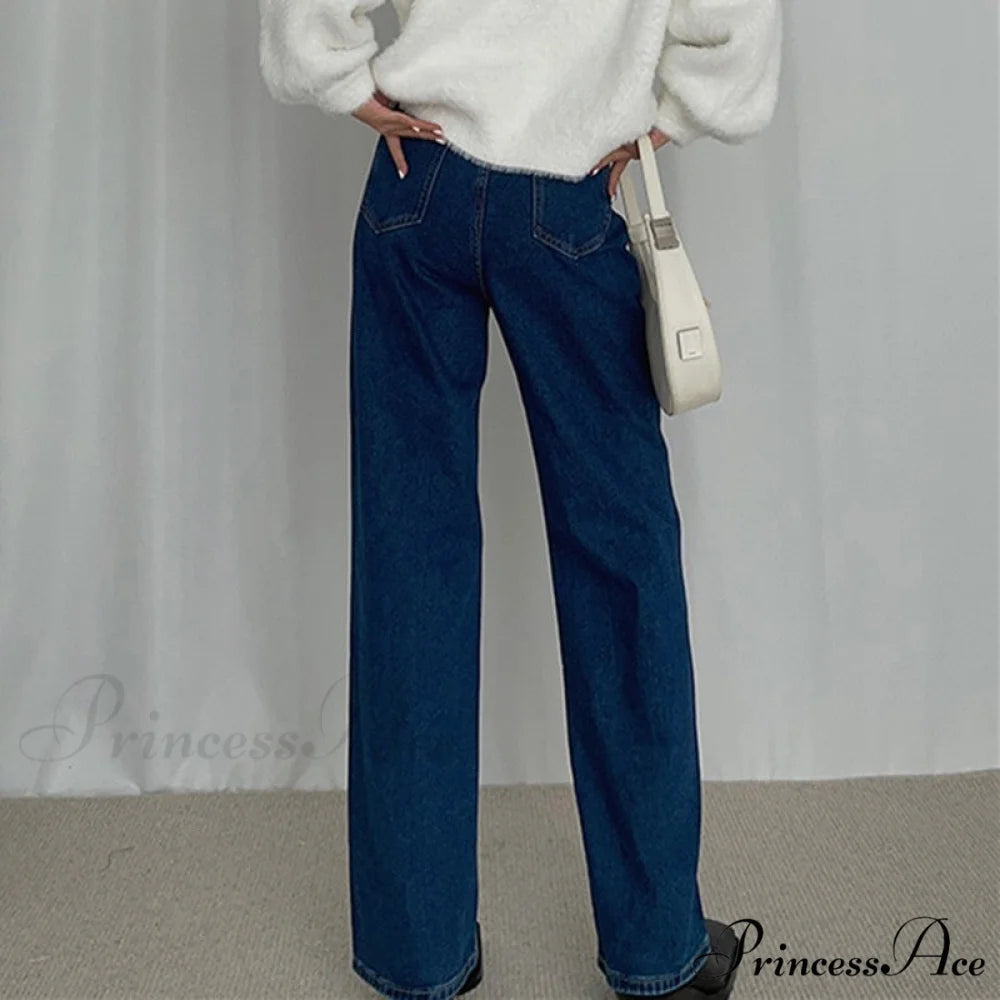Loose High Waist Denim Straight Jeans