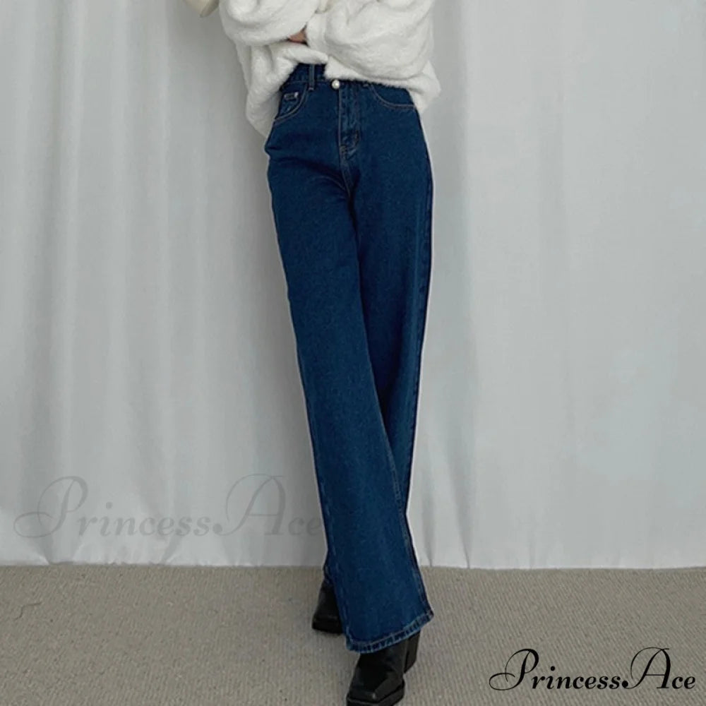 Loose High Waist Denim Straight Jeans