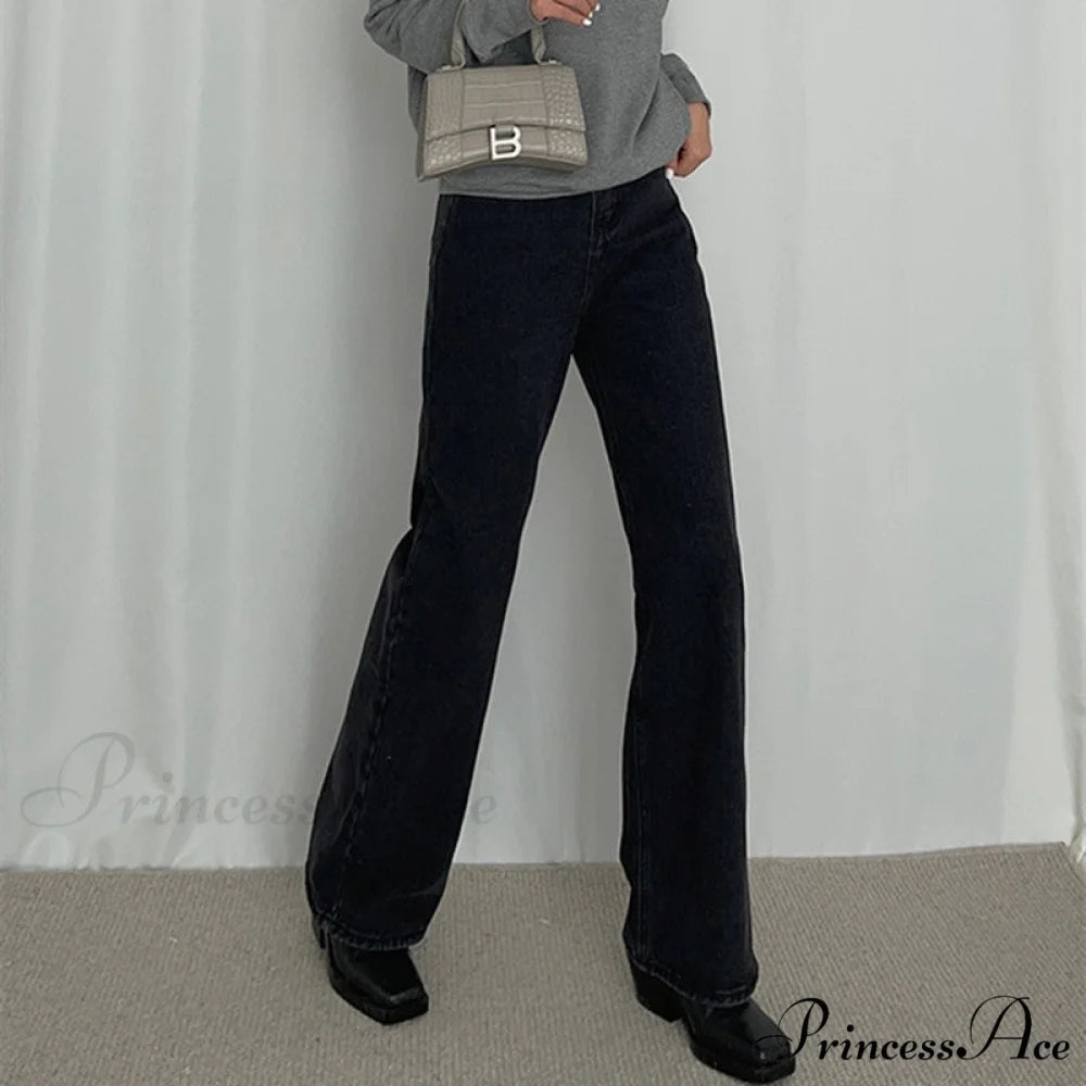 Loose High Waist Denim Straight Jeans