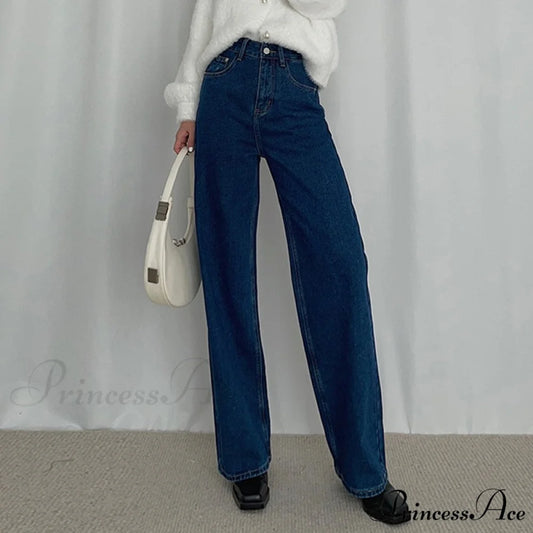 Loose High Waist Denim Straight Jeans
