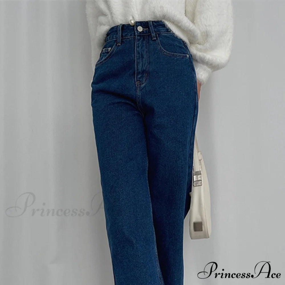 Loose High Waist Denim Straight Jeans