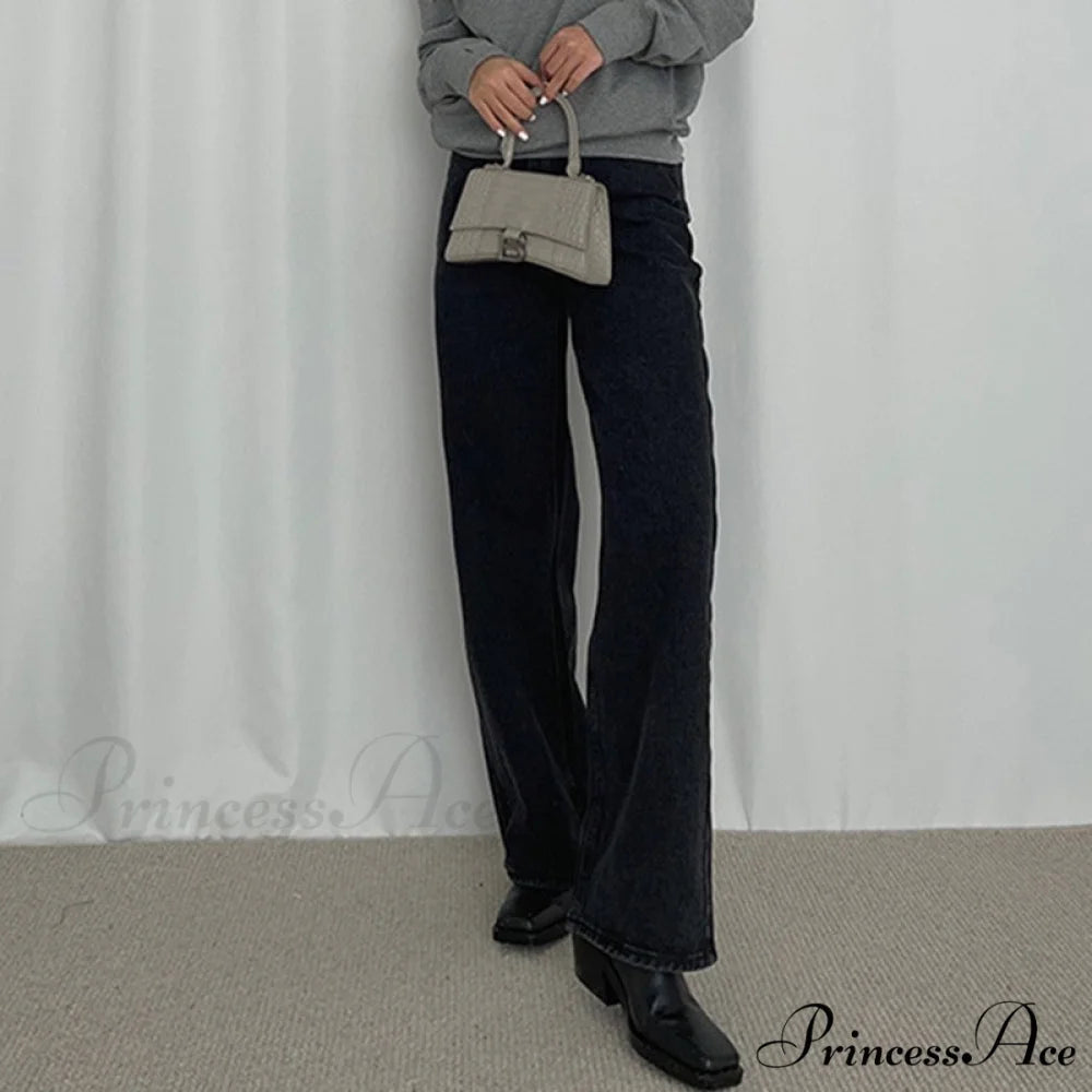 Loose High Waist Denim Straight Jeans