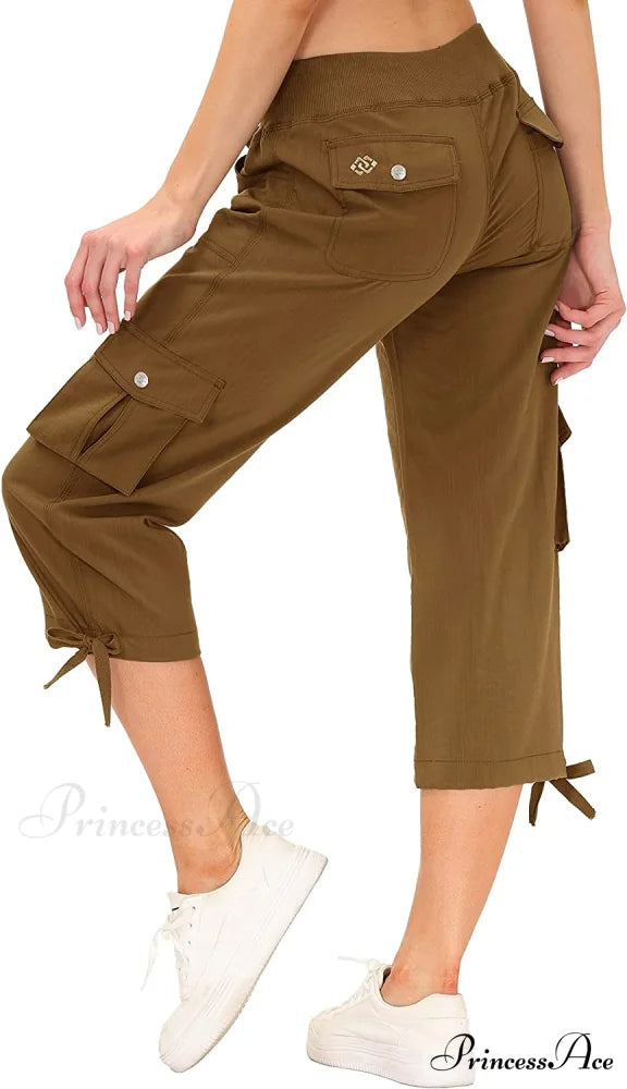 Loose Hiking Pants Lightweight Quick Dry Outdoor Cargo Capris 11-earthy Yellow / Medium