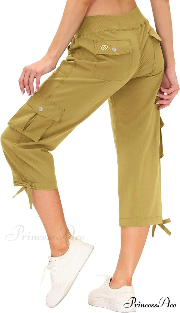Loose Hiking Pants Lightweight Quick Dry Outdoor Cargo Capris 7-ginger / X-Small