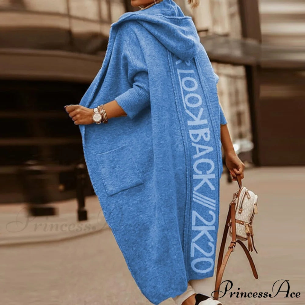 Loose Long Knit Cardigan Coats Blue / S