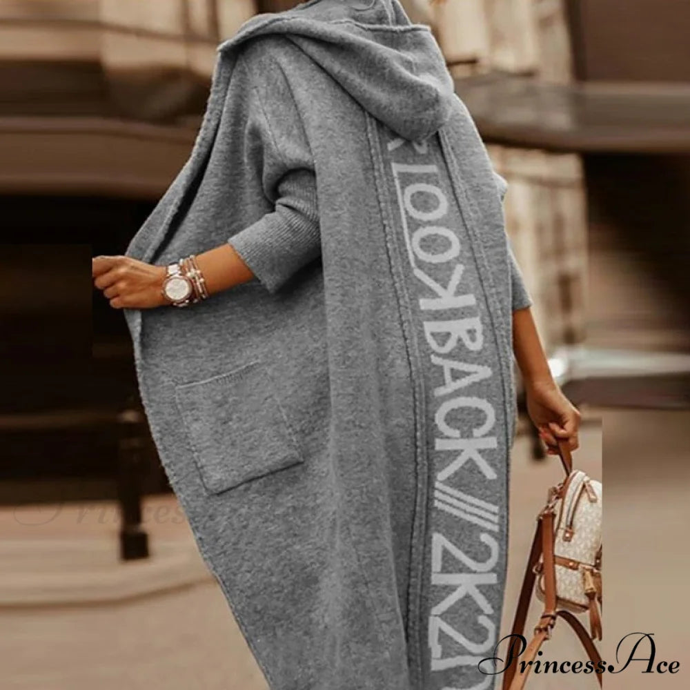 Loose Long Knit Cardigan Coats Dark Gray / S