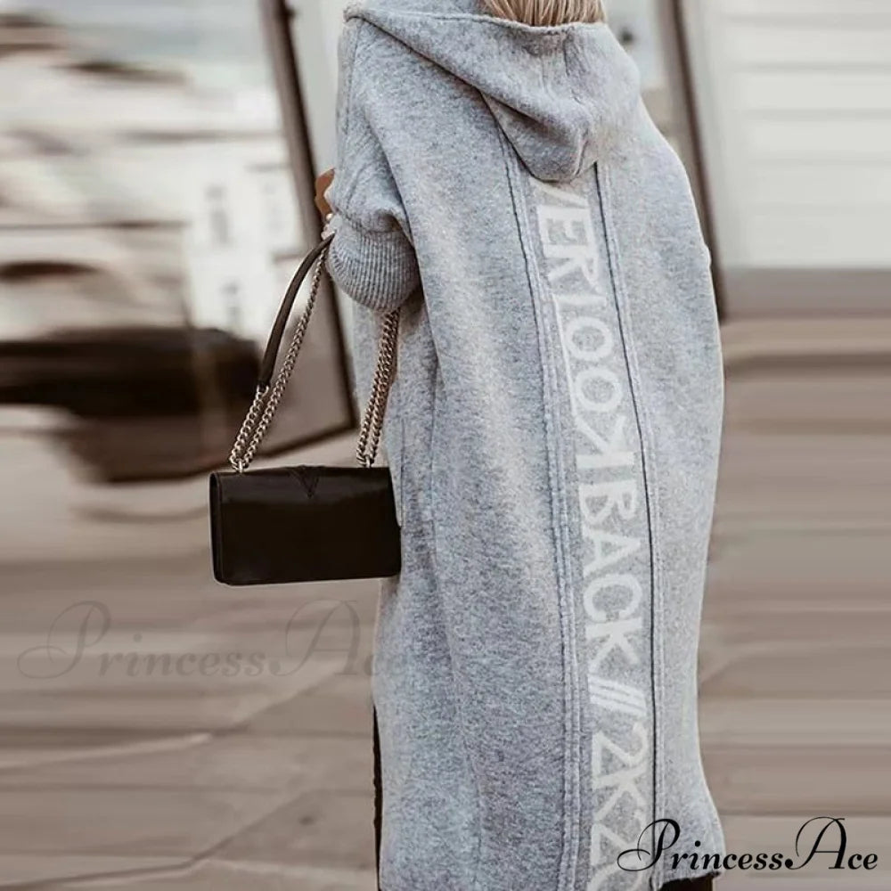 Loose Long Knit Cardigan Coats Gray / S