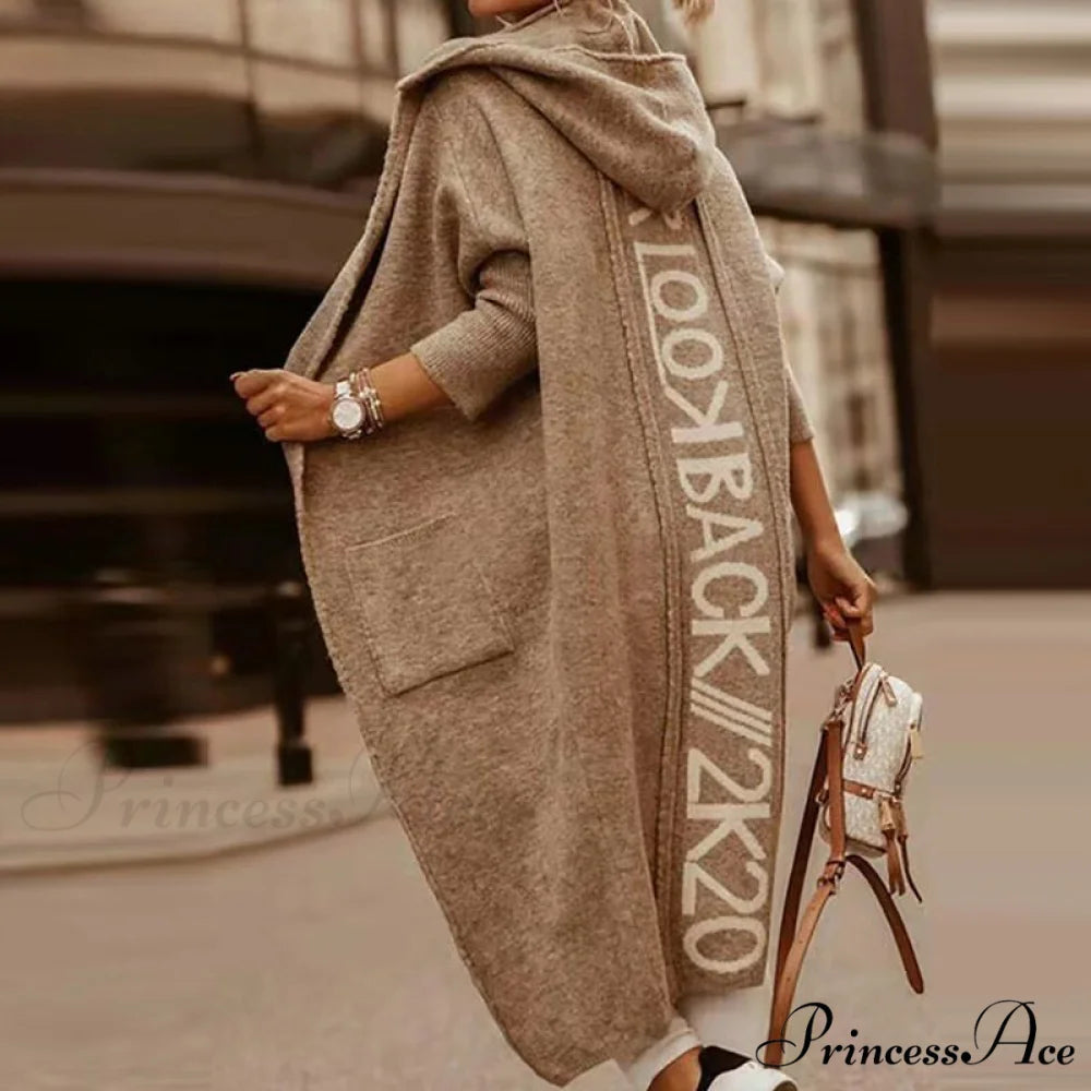 Loose Long Knit Cardigan Coats Light Brown / S
