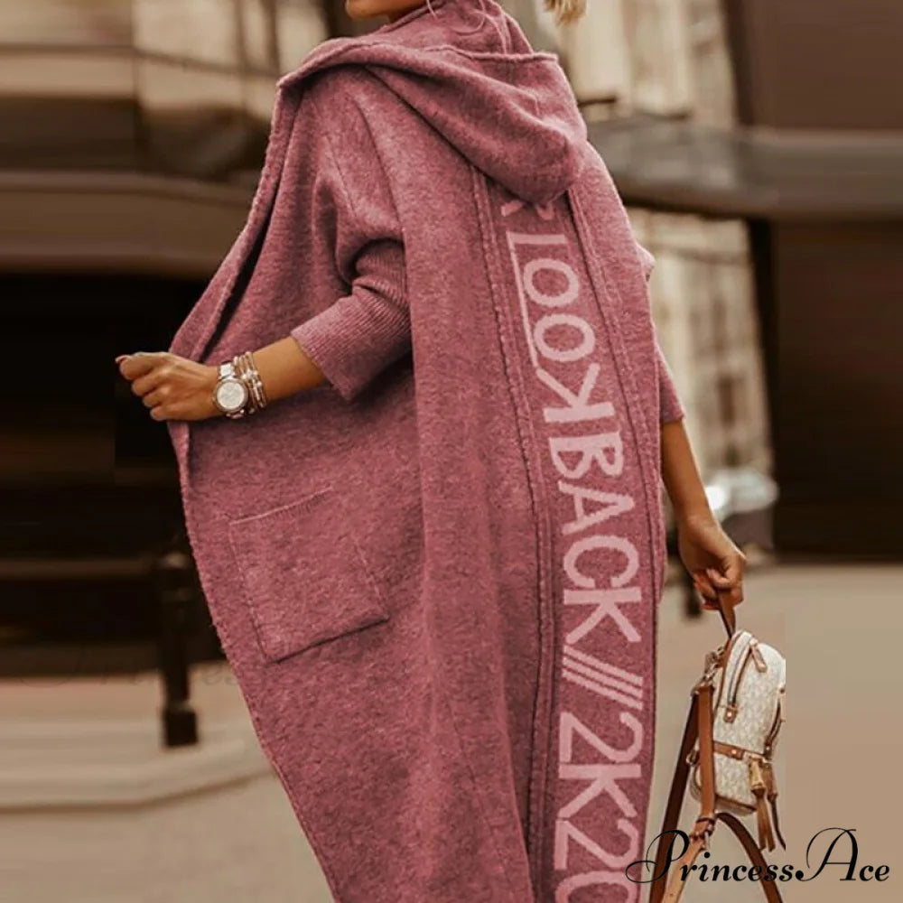 Loose Long Knit Cardigan Coats Rust Red / S