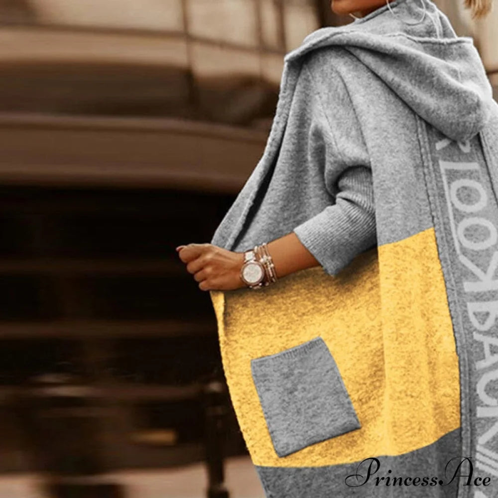 Loose Long Knit Cardigan Coats Yellow / S