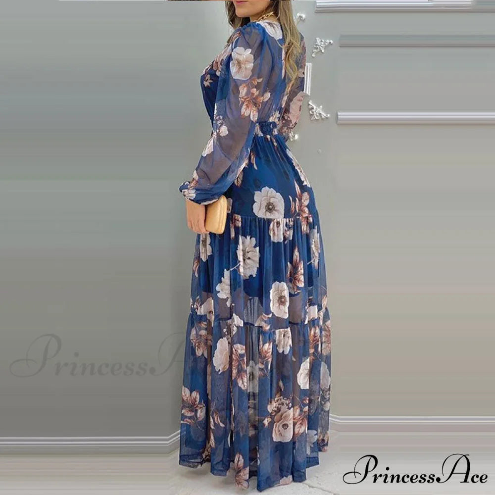 Loose Long Sleeve Lantern Sleeve Beach Wear Style Dress