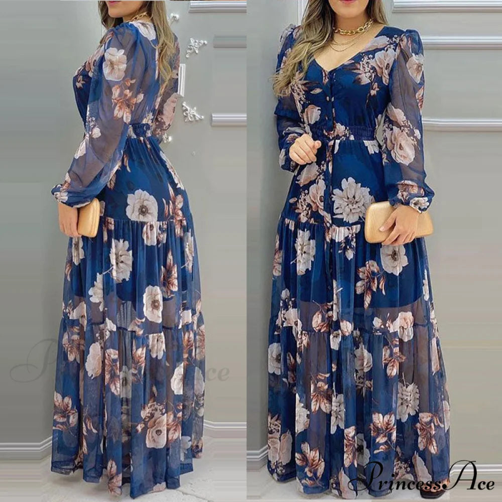 Loose Long Sleeve Lantern Sleeve Beach Wear Style Dress