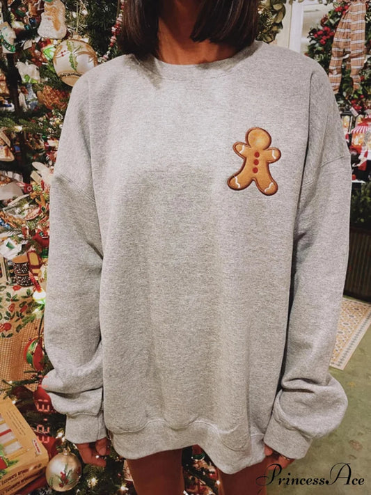 Loose Oversized Gingerbread Crew Neck Casual Christmas Hoodie Christmas Hoodies-L