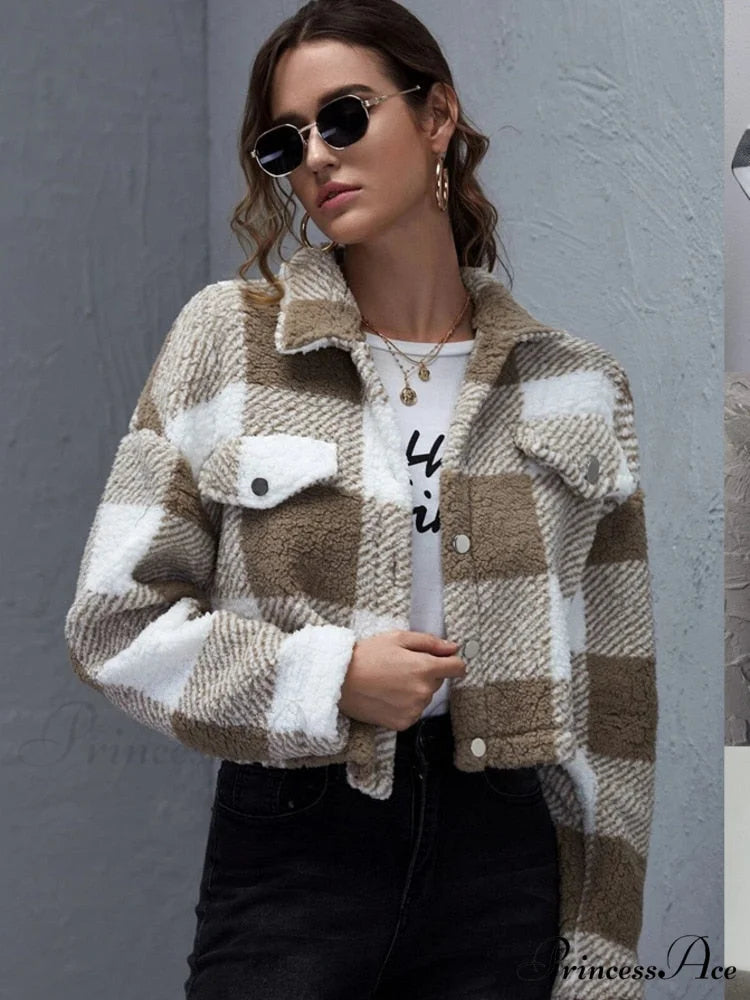 Loose Plaid Thick Coat