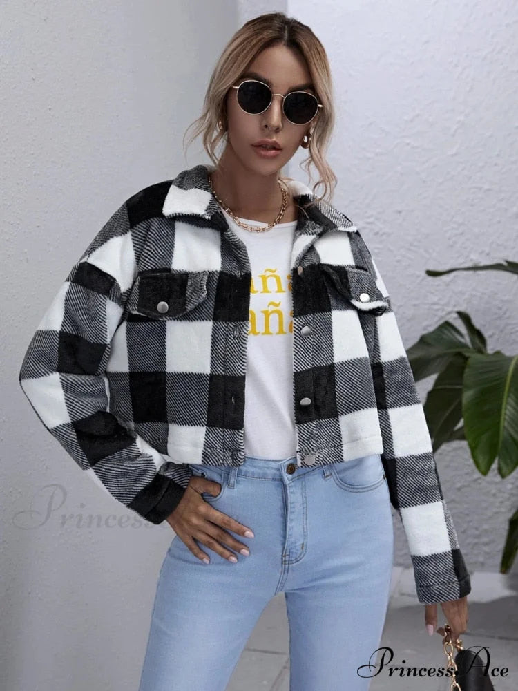 Loose Plaid Thick Coat