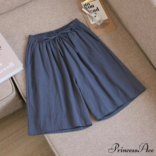 Loose Plus Size Knee Wide-leg Shorts gray / M