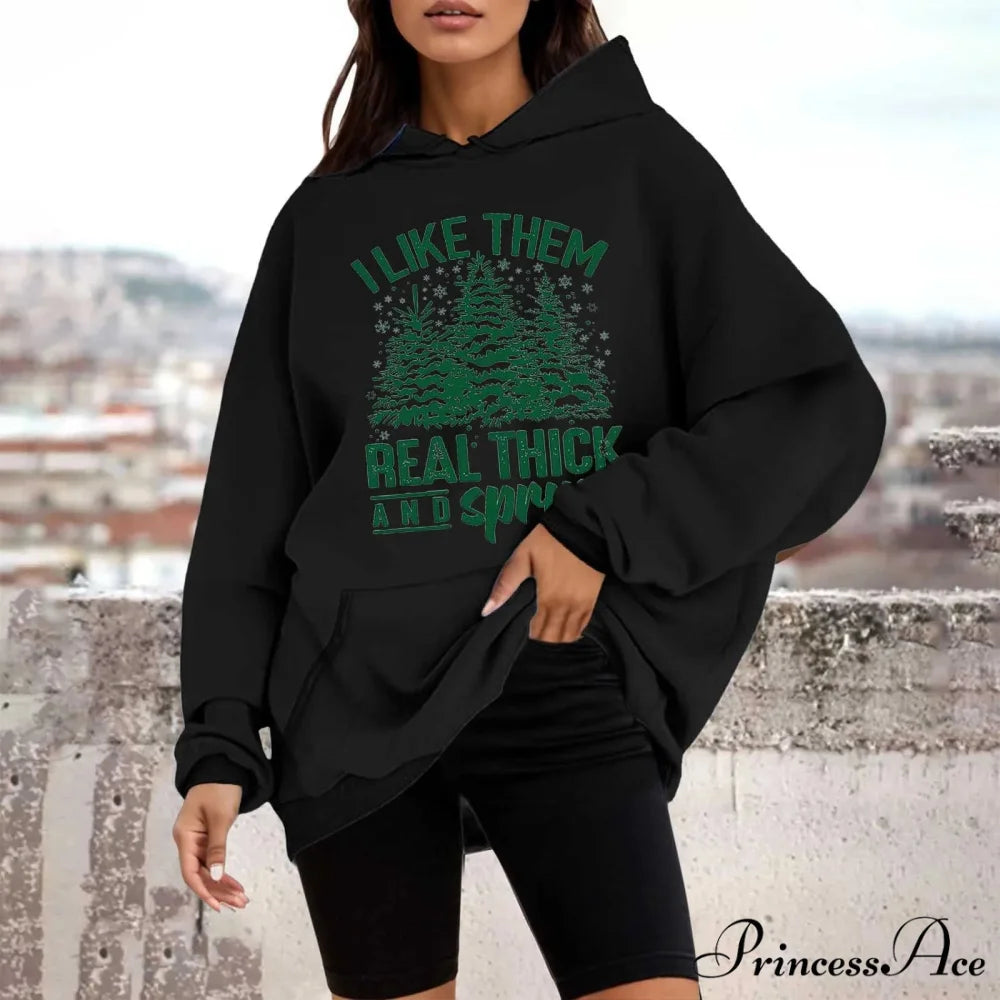 Loose Pullover Four Christmas Tree Crewneck New Autumn Christmas Hoodie Black-C / M Christmas Hoodies-L