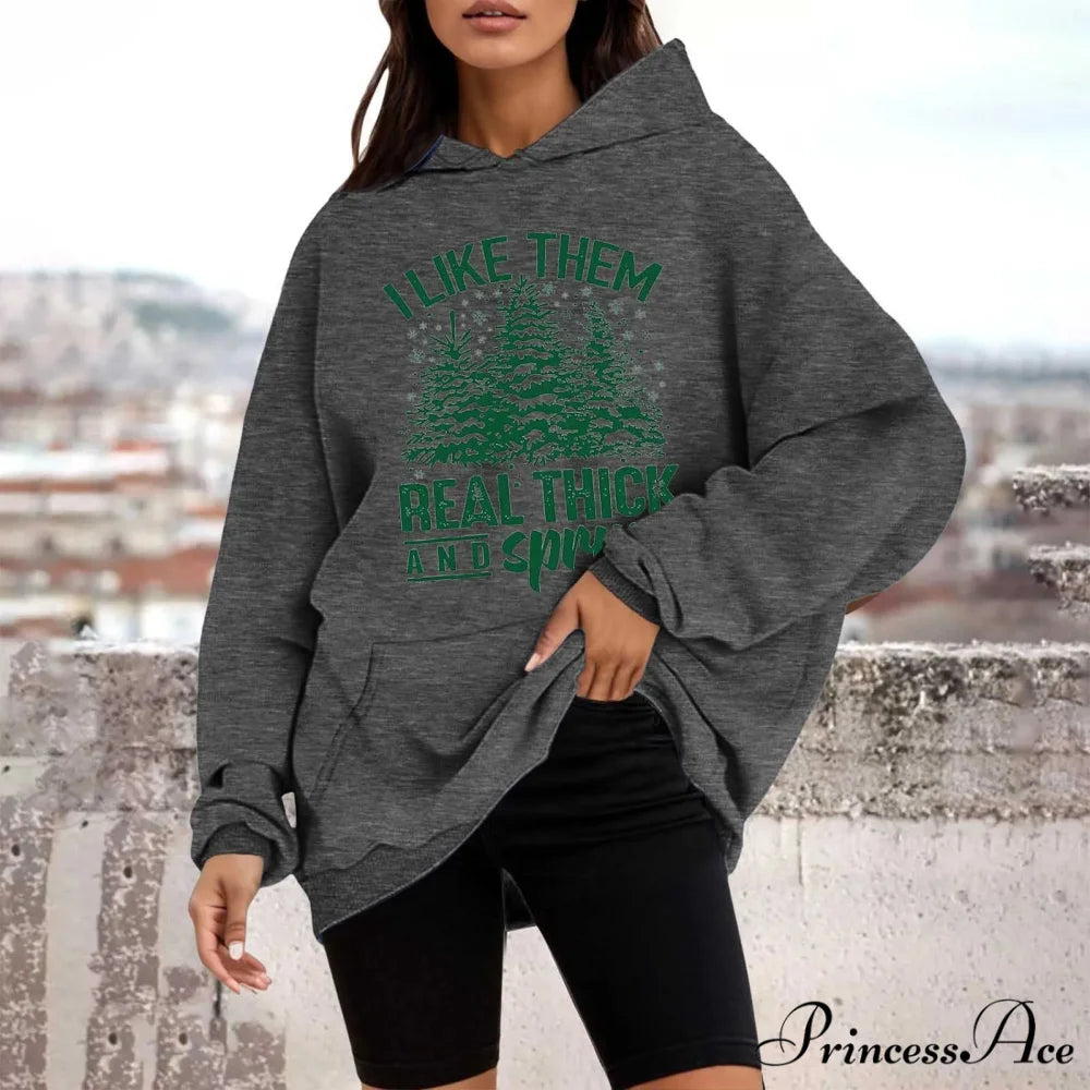 Loose Pullover Four Christmas Tree Crewneck New Autumn Christmas Hoodie Grey-C / M Christmas Hoodies-L