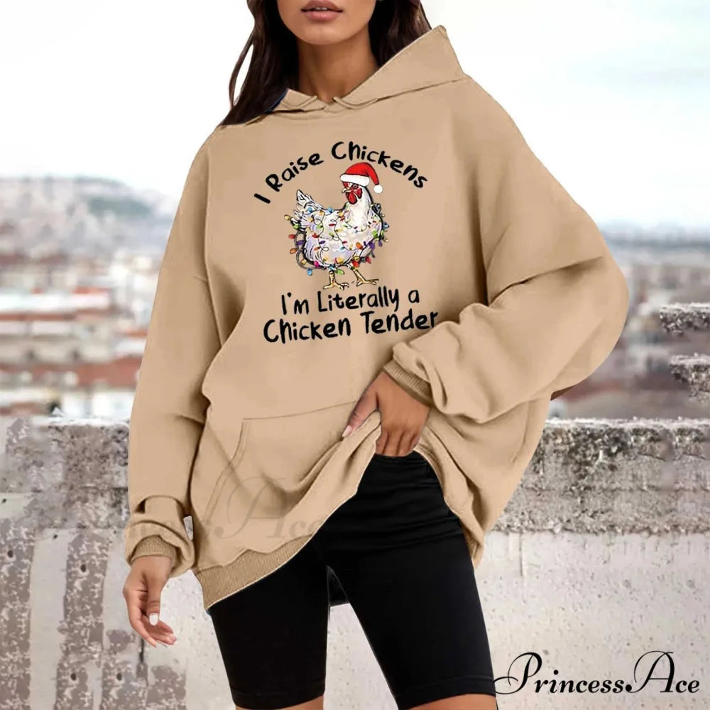 Loose Pullover Four Christmas Tree Crewneck New Autumn Christmas Hoodie Khaki-E / M Christmas Hoodies-L