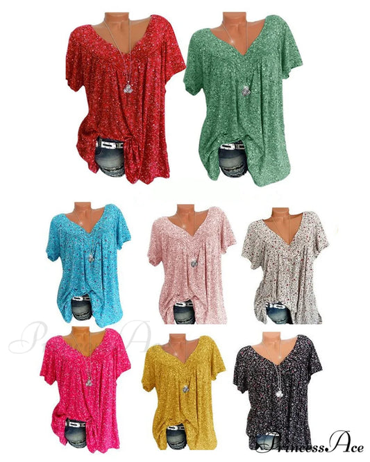 loose short-sleeved V-neck tee