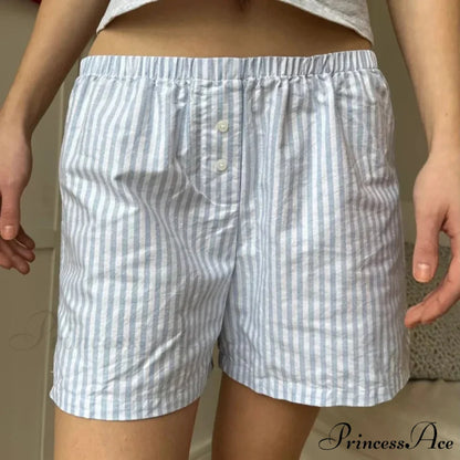 Loose Striped Retro Lounge Short Blue / S short-250223