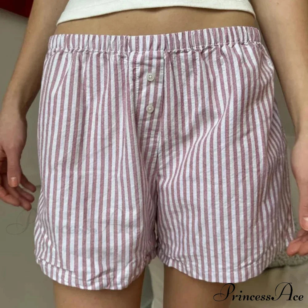 Loose Striped Retro Lounge Short Pink / S short-250223