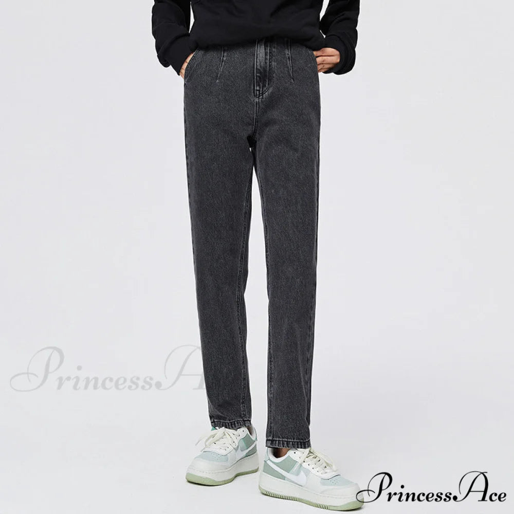 Loose Tapered Thin Retro Pants Denim grey / 24