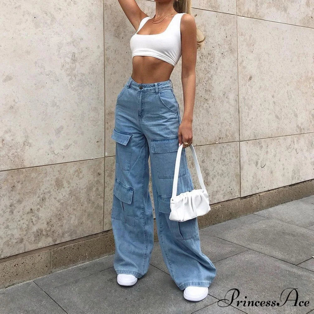 Loose Waist Casual Stylish Multi Pockets Trousers
